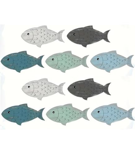 BGJJGT Déco Murale Poissons En Bois - 2 Pièces - Style Côtier Et Vintage - Pour Salon, Salle De Bain Ou Cabane