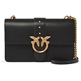 Pinko Bags Women Black Love Birds Diamond Cut Logo Crossbody Bag