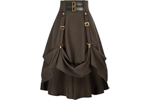 SCARLET DARKNESS Women Renaissance Skirt Elastic High Waist Length Adjustable A-Line Vintage Skirt