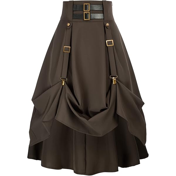 Victoriaanse maxi-rok voor dames Renaissance lange dubbellaagse rok met