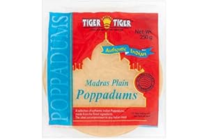 BFS British Food Shop Tiger Tiger Madras Plain Poppadums Microwavable [Packs of 250g] Ready to Cook (1)