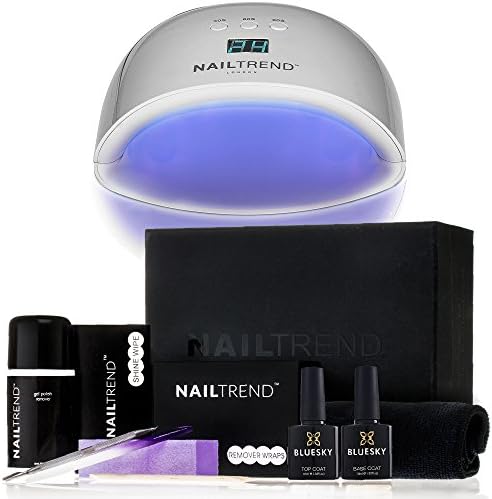 Bluesky Nail Gel Polish Deluxe Kit - Includes 24w PRO UV/LED White Lamp, Base &amp; Top Coat, Shine Wipes, Remover Wraps, Acetone Remover, Towel, Crystal File, Buffer, Cuticle Sticks, Cuticle Pusher