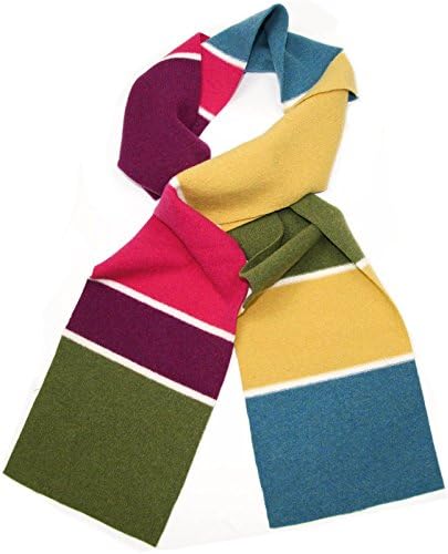 Multi Coloured Felted Wool Stripe Scarf - Olive/Mustard/Pink/Teal - Made in Scotland