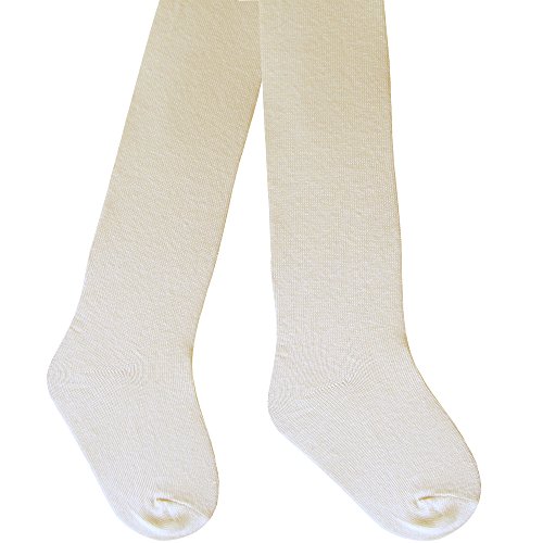 Baby Girls Super Soft Cotton Rich Plain Everyday Comfort Tights (0-6 Months, Cream)