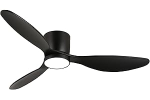 reiga 132CM Modern Ceiling Fans with Lights and Remote Flush Mount, Adjustable Led Light and Timing, Reversible DC Motor