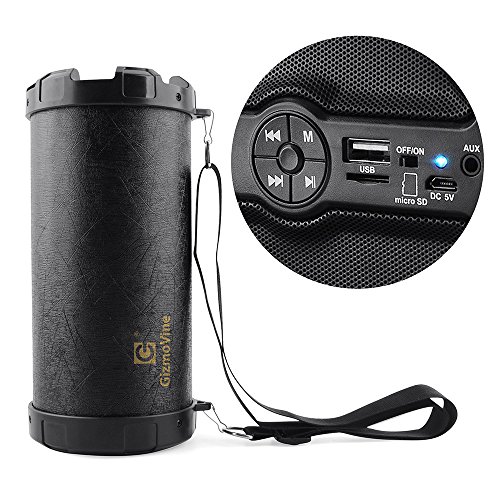 GizmoVine Bocina Altavoz Altavoces Port&aacute;tiles Est&eacute;reo Bluetooth Inal&aacute;mbrico con Bajos Mejorados , Soporta Aux-in , Radio FM , tarjeta TF , USB para iPad iPhone Samsung Huawei y otros reproductores de m&uacute;sica Music Players Color Negro