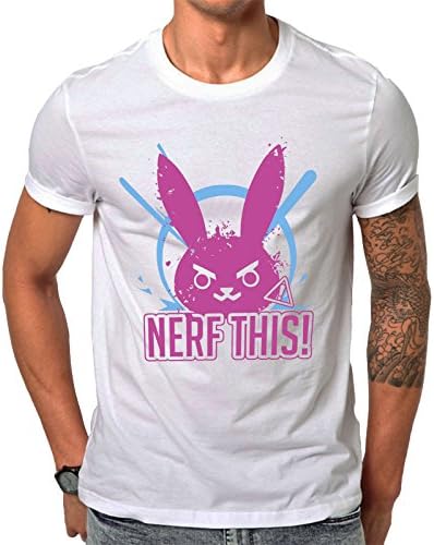 NERF THIS! OVERWATCH D.VA Blizzard Game Fan Gift Geek Present Men - WHITE T-SHIRT