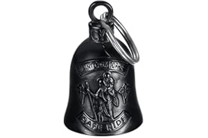 MOCY BELL - Clochette moto Saint Christopher Safe Ride Guardian Gremlin Acier inoxydable Noir