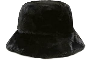 Malaxlx Winter Faux Fur Furry Bucket Hat Fluffy Fuzzy Warm Hat Plush Fisherman Hat for Women Teens Girls