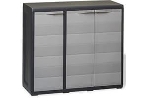 Keyur Outdoor Wardrobe, Garden Storage Cabinet Utility Cabinet Storage Box Storage Cupboard Garden Storage Cabinet with 2 Shelves Black and Grey