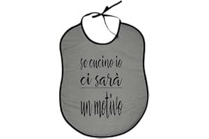 ALMATEX SRL Bavaglione con Frasi Divertenti LINEA CUCINAZZA cm. 45x60 Realizzato con tessuto 100% riciclato Ecosostenibile certificato ,spiritoso, feste, cene, cucina, cuoco, chef(Made in Italy) (ST_H GRIGIO)
