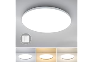 ‎COMBUH Combuh Deckenlampe LED 24W 2400LM Ø30CM Rund Deckenleuchte Flach, 3000K/4000K/6000K 3Farben LED Lampen Deckenlampen, Ultra Dünn IP56 Badlampe Decke Deckenleuchten für Schlafzimmer küche Badezimmer