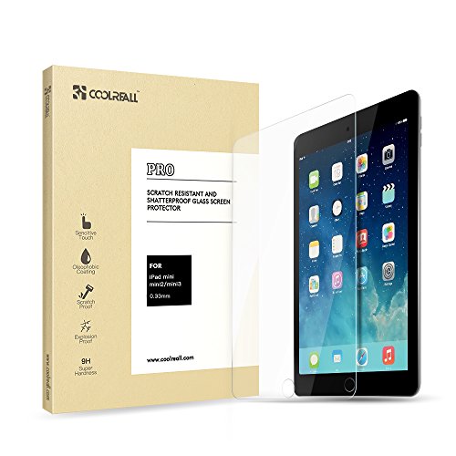 iPad Mini/Mini 2/Mini 3 Panzerglas,Coolreall Schutzfolie für iPad mini,mini 2,mini mit Retina,mini3 [0,33 mm HD Ultra Transparent,9H Härtegrad]