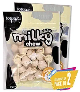 Dogaholic Milky Chews Knotted Bone Dog Treats (15 Pieces) Pack of 2
