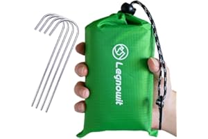 Legnowit Outdoor Pocket Blanket, 140 x 200 cm Waterproof Packable Compact Lightweight Picnic Blanket, Sand Free Beach Mat, Outdoor Tarp for Concert Festival Camping Hiking, Stakes Included