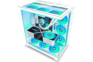 AMANSON PC Case - ATX Tower Tempered Glass Gaming Computer Case with 6 PWM ARGB Fans (WHITE, G100)