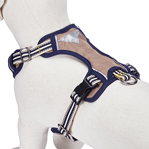 Blueberry-Pet-Soft-Comfortable-3M-Reflective-Multi-colored-Stripe-No-pull-Mesh-Padded-Dog-Harness-Vest-4-Colors-Matching-Collar-Lead-Available-Separately
