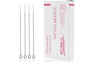 ATOMUS 50pcs Tattoo Needles Set 5RL Disposable Tattoo Needles Stainless Steel Taeto Needles for Tattoo Machine