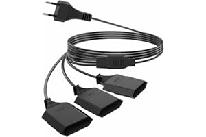 COMVASTARS Prolunga cavo di alimentazione,Cavo di alimentazione europeo,Cavo di prolunga 3 in 1 di tipo C,Spina europea su presa europea,0.75 mm²,250 V/2.5 A,Spina europea per computer,TV,PC Phone.