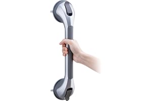 TAILI Suction Grab Rails for Bathroom, 43 CM Suction Handles for Shower, MAX Hold 110 KG Bath Safety Grab Rail for Elderly, Senior, Disabled, Strong Handle Bars, No Drilling, Disability Aids - Silver