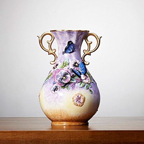 GAOLILI Ceramic Vase Purple Butterfly Jug Butterfly Dancing Water Flower Arrangement Flower Vase Hanging Vase Dried Vase