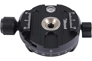 ISHOOT Tête panoramique, 21mm Thick, Ultra Fine, échelle rotative à 360 °, Support de tête panoramique Pro pour trépied d'appareil Photo Plaque à dégagement Rapide, Compatible avec Arca-Swiss Fit Rotule
