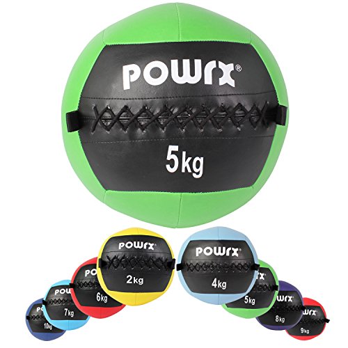 Medizinball Wall-Ball Gewichtsball Gymnastikball Deluxe von POWRX 2 - 10 kg | versch. Farben