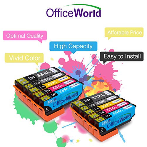 OfficeWorld Reemplazo para Epson 33XL 33 Cartuchos de tinta Alta Capacidad Compatible para Epson Expression Premium XP-640 XP-530 XP-830 XP-645 XP-540 XP-900 XP-630 XP-635  2 Negro  2 Foto negro  2 Cian  2 Magenta  2 Amarillo 