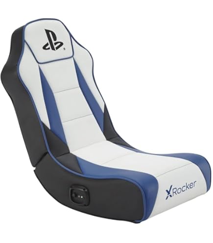 X-Rocker Poltrona ottomana Luxe con seduta singola imbottita con altoparlanti audio 2.1, divano in ecopelle per bambini e ragazzi, sedia da gioco con vano portaoggetti per PS, XBOX, Nintendo, nera