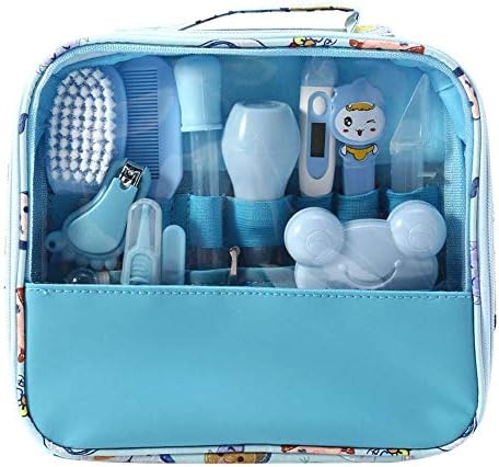 Alicer 13Pcs Baby Care Set - with Bag, Complete, Practical, Convenient, Nail Hair Brush Grooming/Healthcare Kits for Newborn/Toddler/Infants/Kids (Blue)
