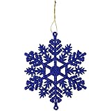 12 Piezas de Copo de Nieve Destellante Adornos de Plástico Copo de Nieve Colgante 4,4 Pulgadas con Cordel para Decoración de Navidad Árbol de Navidad Adornos Colgantes (Azul)