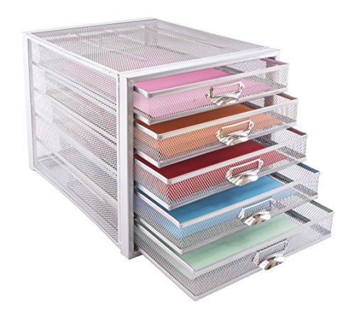 Osco M5T-SLV - Organizador de documentos de malla met  lica con 5 niveles  color plateado