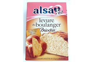 Lot de 4 Boites Alsa Levure de Boulanger Briochin Sans Gluten poids net 27,5 g Unitaire
