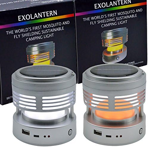 KVA LIGHTING - EXO LANTERN, 2in1 Portable LED Camping Lantern, Mosquito Repellent Lamp, Solar Rechargeable Light, 2W, Bright 160 Lumens, 6000K Pure White Day Light - Pack of 2