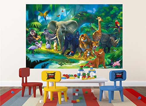 Fototapete Safari Wand-dekoration – Wandbild Dschungel Poster-Motiv by GREAT ART (210 x 140 cm) - 7