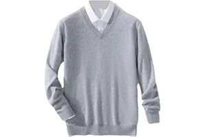 Hamthuit Men's Cashmere Sweater Warm Pullovers V-Neck Fit Knit Pullover Male Woollen Knitwear Jumpers