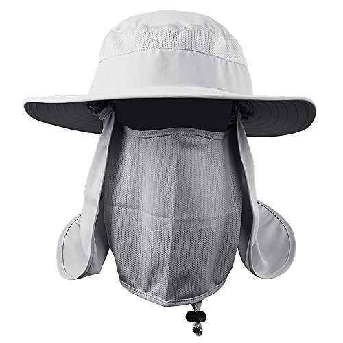 VANKER Senderismo Pesca Sombrero Deportes al Aire Libre Sol Protección UV Cara para Mujeres Hombres - Gris Claro