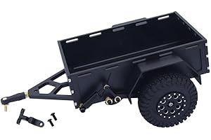 Levigo Remorque RC en alliage d'aluminium avec pneus en caoutchouc antidérapant compatible avec Traxxas 1/18 TRX4M RC Cargo Carrier Car (Noir)