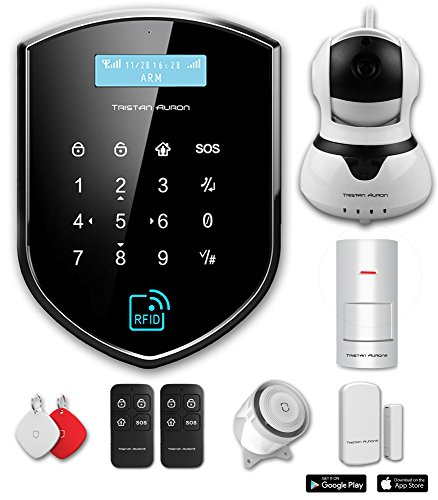 Preisvergleich Produktbild Tristan Auron Shield Watcher Kit Alarmanlage fürs Haus, Bewegungsmelder, Überwachungskamera, Wlan, Handy App, RFID, GSM, Funk, Smart Home, drahtlos, Wifi, SMS und Anruf, Sicherheit