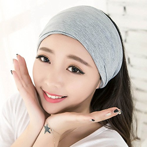 HuntGold 1XMädchen Dame Weit Yoga Schönheit Make-up Gesicht waschen Haarband Elastic Stretch Stirnband (grau) - 4