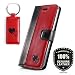 Produktbild SURAZO Schwarz Herz - Duo Premium Vintage Ledertasche Schutzhülle Wallet Case aus Echtesleder Costa Farbe Schwarz/Rot für Apple iPhone 7 (4,70 Zoll)