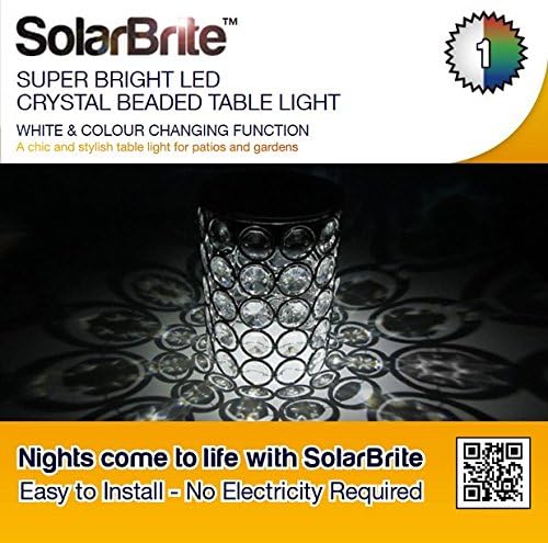 Solar Brite Deluxe Solar Crystal Table Beaded Light with White &amp; Colour Changing Function Free to Run