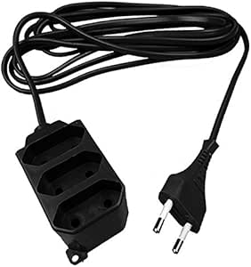 Verlängerungskabel Verlängerung 3-fach Strom-Kabel Euro-Stecker (10,0 Meter 3-Fach, Schwarz)