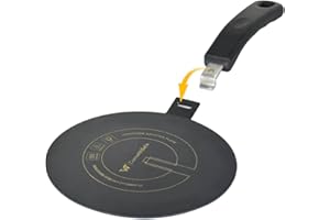 ComwithSafe Adaptateur Induction 20 cm avec Revêtement Haute Température 3,4 MM - Ne CHANGE PAS de Couleur -Plaque Diffuseur de Chaleur avec Poignée Amovible Isolante - Disque Relais Induction/gaz