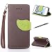 Produktbild iPhone SE 5 5S Lederoptik PU Leder Hülle (Frei 2 in 1 Ball Touch Pen) CaseHome Nature Blatt Etui Magnetverschluss Stil PU-Leder Brieftasche [Standfunktion] Deckel Klapptasche Schale Flip Foliant Schützende Haut Hüllen Mit Wallet Kartenfach Magnetverschluss Standfunktion Handytasche Taljereep Lanyard Strap Tragen Folio Tasche Schutzhülle(Braun Color)