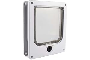 Moaobooh Puerta para gatos con cierre giratorio de 4 vías para perros y gatos pequeños