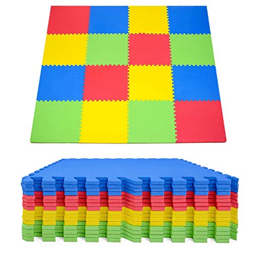 ToyStar Kids Foam Play Mats For Floor, Interlocking Foam Tiles With Edges, Playroom Nursery Playmat Set, 60x60, Pack Of 4-40/16-160 Square Feet