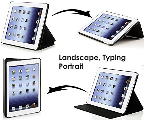 Forefront Cases® Neue Leder Hülle / Tasche / Case / Cover für Apple iPad 2 / iPad 3 / iPad 4 – Rundum-Geräteschutz und intelligente Auto-Sleep-Wake-Funktion mit 3-JAHRES-GARANTIE VON FOREFRONT CASES – inkl. Eingabestift und Displayschutz - 2