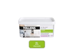 TOLLENS - Peinture Cuisine Blanc -Murs, Plafonds et Boiseries -Velours Soyeux - Lessivable - Blanc 2L = 24m2