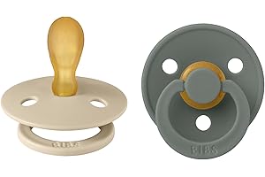 BIBS Colour Symmetrical, Lot de 2 sucettes, sans bisphénol A, Téterelle symétrique. Silicone, Fabriqué au Danemark, Taille 2 (6-18 mois), Vanilla/Pine